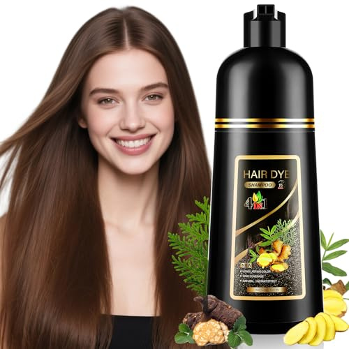 YUOLITA 500ML 4 In 1 Shampoo Istantaneo per Capelli Marrone Castano,Hair Dye Shampoo per Donna Uomo, Naturale Shampoos Capelli Colorati,100% Copertura Hair Color