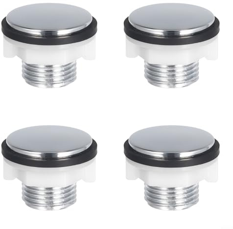 Eawfgtuw Lot de 4 bouchons d'entrée latéraux pour réservoir de toilettes avec finition galvanisée 3/8 fileté - Joint décoratif pour trous inutilisés dans les salles de bains (trois points)