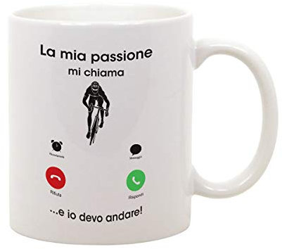 t-shirteria Tazza Mug in Ceramica Mestieri Ciclista La mia passione mi chiama e io devo andare - sport - gadget divertente - idea regalo