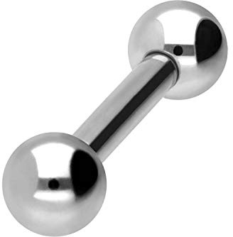PIERCINGLINE Barra de acero quirúrgico | 2 bolas | Piercing varilla pecho oído íntimo lengua | tamaños y colores a elegir, 2,5 mm x 12 mm (6 mm ball), Acero quirúrgico 316L