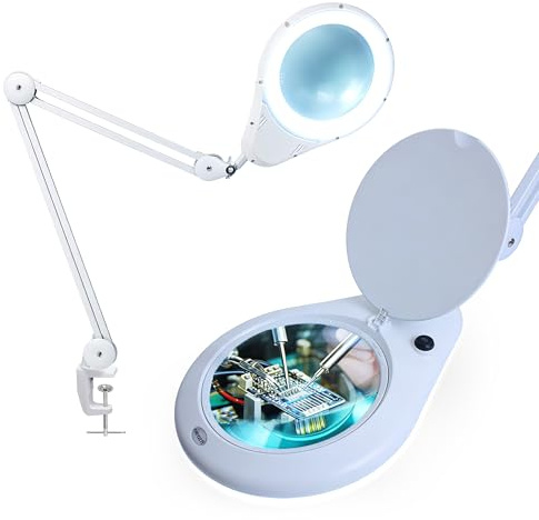 Lámpara Lupa LED Super HD XL de Neatfi Elite | Iluminación sin Deslumbramiento, Brazo Ajustable | Ideal para Lectura, Costura y Manualidades (Lentille de 18 cm)