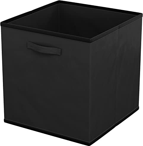 INTIRILIFE 6x faltbare Aufbewahrungs-Stoffbox in Schwarz - 26.7 x 26.7 x 28 cm - Multifunktionale Sammelbox zum Kombinieren mit Schränken oder Regalen