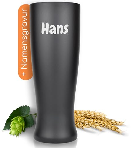 Milu® Weißbierglas mit Gravur 500ml personalisiert - Ostergeschenke für Frauen & Männer I Geschenk Ideen Papa, Mama, Freund, Freundin, Geschenkideen zum Vatertag Muttertag, Geschenke (Schwarz)
