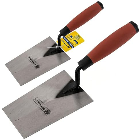 Set of 2 Bucket Trowels - 7 Soft Grip Handle | DIY Hand Tool, Brick, Jointer, Bricklayer, Bricklaying Tool | Strong & Durable Carbon Steel Blade