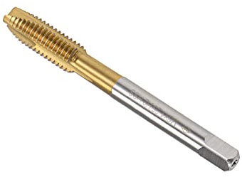 CoCud Espiral Punta Machos, Métrico M8 x 1.25 Rosca, Titanio Revestido Alta Velocidad Acero 6542 Tornillo Fresado Roscado Macho - (Aplicaciones: para Roscado Perforación Máquina), 1uds