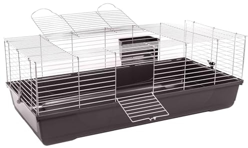 Kaninchen- und Meerschweinchenkäfig Nagerkäfig Cosmo 120 Silber-Anthrazit