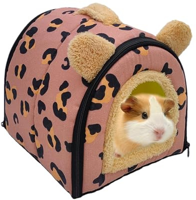 Yonuaret Maison pour Cochon d'Inde Lapin Lit Petits Animaux Couchages Hiver Cabane Lit De Nid Chaud Aux avec Coussin Amovible pour Lapin Nain Chinchilla, Hérisson, Cobayes, Hamsters