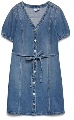 Vero Moda Vestido de Mezclilla Femenino VMJANET Vestido Corto, Medio De Mezclilla Azul, M