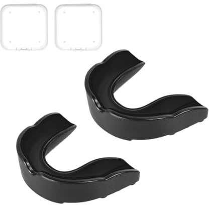 Flintronic Sport tandskydd, tandskydd för vuxna, sport, munskydd, 2 stycken munskydd, med bärbar hygienlåda, för rugby, boxning, kampsport, hockey, MMA, Taekwondo och mer, vuxna