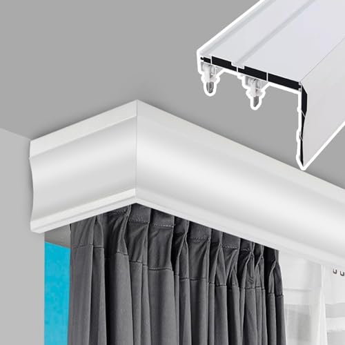 Sistema di binari per tende 3 in 1, con doppio binario, lunghezza 1,6 m, per tende da finestra