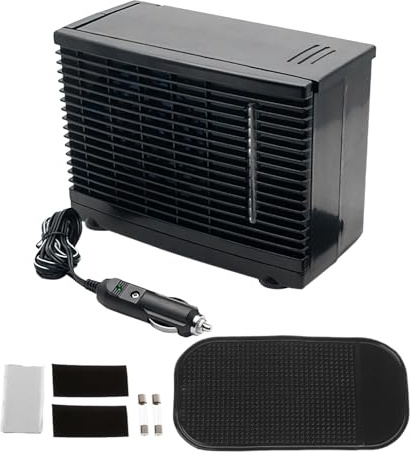 DAWCBVJQ Ventilador de aire acondicionado para coche, 20 x 11 x 15 cm, enfriador de aire portátil para coche, mini enfriador de aire con refrigeración por agua, enfriador evaporativo de 12 V, con