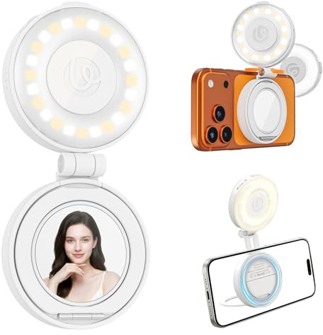 ULANZI LM23 Anello Luminoso Magnetico per Cellulare, Selfie Light con 3 Temperature di Colore 2500k-8500k CRI95, Luce per telefono Estensione Reversibile per iPhone 17 16 15, Live streaming, Binaca