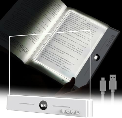 Luce per Libri Piatta, Lampada Lettura a Pannello LED con 3 Colori e Timer, Luce da Lettura a Pannello LED Piatto, Alimentazione a Batteria, Luce Libro Lettura Notturna per Camera da Letto, Scuola