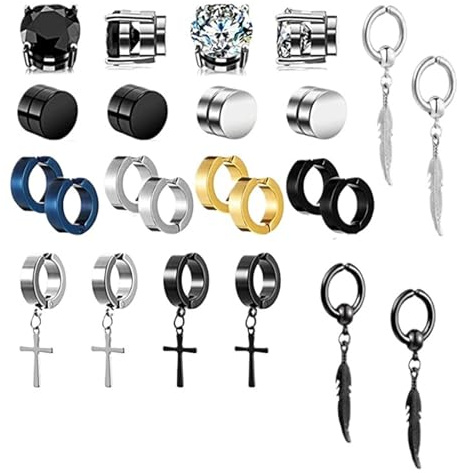 SQOYEI 12 St Enkelt Temperament Magnetiska örhängen för Män Lättvikt, Ear Cuff för Dejting, Resor Klämmor örhängen
