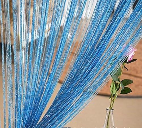 ave split Decorative Door String Curtain Wall Panel Fringe Window Room Blind Divider Tassel Screen Home 100cm200cm (Sky blue18)