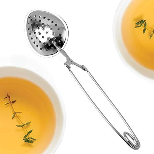 Happy Sales Long Handle Loose Leaf Snap Tea Infuser Spoon, Stainless Steel Mesh, 1.5-Inch