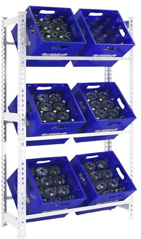 Simon Rack Estantería Cajas de Bebidas, 6 Cajas, 1800x800x300 mm, 3 Alturas, 100 kg de Punto Flexión, Estantería para Bebidas, Blanco - Simonbottle