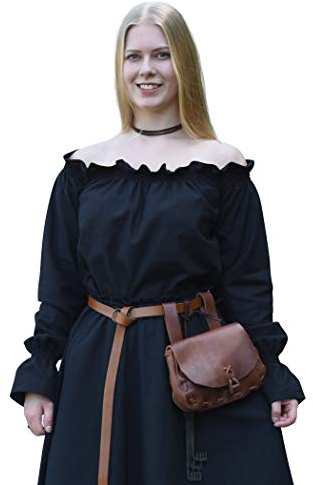 Battle-Merchant Medeltida Carmen blus, damer, svart, XXL
