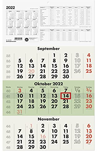 Dreimonatskalender Recycling 2022 - 29,7x48,5 cm - mit Kopftafel und Datumsschieber - Blauer Engel - Mehrmonatsplaner - 956-0700: mit Kopftafel - Datumsschieber - blauer Engel