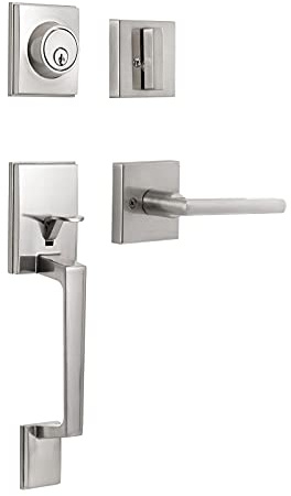 GUA OYH Front Door Handleset - Satin Nickel Handle Lever Set with Deadbolt for Door or Office