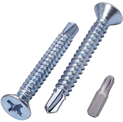 SKIR'CO (100 pezzi) DIN 7504 P acciaio zincato 5,5 x 45 mm viti autoperforanti per metallo, vite in lamiera, testa svasata