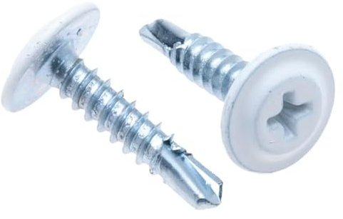4.2 mm x 19 mm Autorroscante Multicolor, Tornillos de Montaje autoperforantes Phillips, Hilo Fino y Cabeza Plana, Recubierto de Polvo RAL9010 Pure white, Tornillos de Acero Templado (250 pz)
