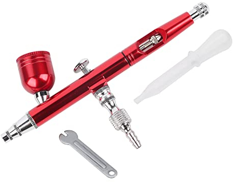 Ejoyous Dual Action Gravity Feed Airbrush Pistolen Set, professionelles Kompressor Spritzpistole Kit mit 0.3mm Sprühstrahl für Kunst Farbe Tattoo Nageldesign und mehr für Künstler Handwerk (Rot)