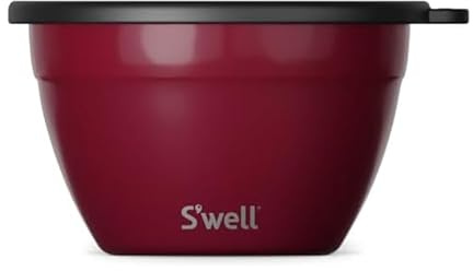 S'well Stainless Steel Salad Bowl Kit 64oz, Wild Cherry, Comes with 2oz Mini Canister and Removable Tray for Organization, Leakproof, Easy to Clean, Dishwasher Safe