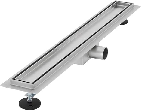 LuxeBath Canaletta per Doccia 70 cm 2 in 1 Drenaggio Piastrellabile in Acciaio Inossidabile Canalina Scarico a Pavimento per Bagno Set Completo di Fissaggio Sifone a Canale con Filtro per Capelli