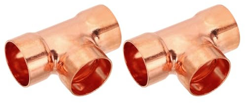 PATIKIL 25.4mm ID 1mm Thick Tee Copper Fitting, 1pcs 99.9% 3 Way Pure Copper Pipe Fitting Tube Connector with Sweat Solder Connection for Plumbing HVAC Refrigeration System