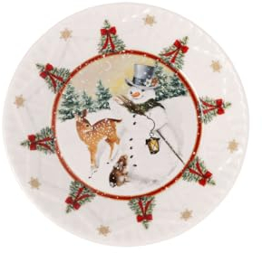 Villeroy & Boch – Toy's Fantasy cuenco pequeño, cuenco navideño pequeño de porcelana, decoración de muñeco de nieve y animales, fuente para servir, cuenco de cerámica, plato hondo navideño