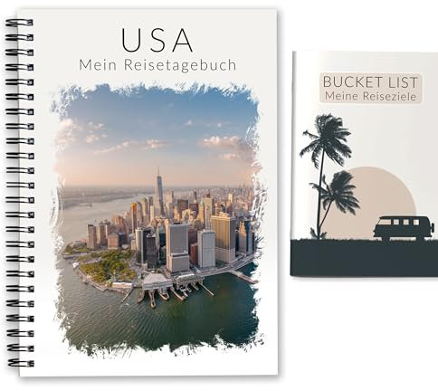 Calmondo USA Reisetagebuch | abwechslungsreiches Reisebuch Travel Journal Tagebuch für Amerika mit Reiseplanung | Perfektes New York Geschenk für Rundreise oder Städtetrip | Für 3 Wochen | DIN A5