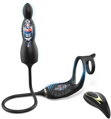 Qhysin Prostata Stimulation Männer Anal Vibrator mit Penisring Fernbedienung Vibratorensets Sexspielzeug für Männer Anal Dildo Analplug Analvibratoren 10 Vibrationsmodi Buttplug Vibratoren für Paare