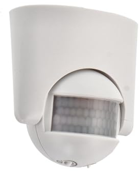 Detector de Movimiento PIR 180º, Superficie Blanca, Ideal para Seguridad y automatización de Luces en Espacios Interiores y Exteriores.