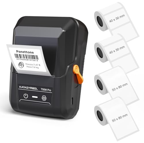 SUPVAN T50M Pro Étiqueteuse Bluetooth inclut 4 Rubans, Étiquettes Larges et Étanches, App avec plus de 30 Polices et 660+ Icônes, sans Encre, idéal pour la Maison, la Cuisine, l'École, le Bureau, Noir