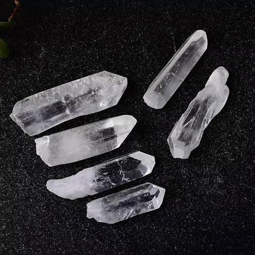 Lot de 5 bâtons de Cristal de Quartz Naturel Transparent, Pierre précieuse Brute de 30 à 50 mm