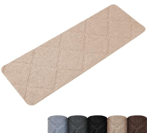 Homwiz Alfombra Escalera Antideslizante, 55x19cm, Cuadrícula, Beige | Lote de 15, Sin Pegamento, Antideslizante, Lavable, Reutilizable, Alfombra de Escalera Interior para Mascotas Mayores Niños