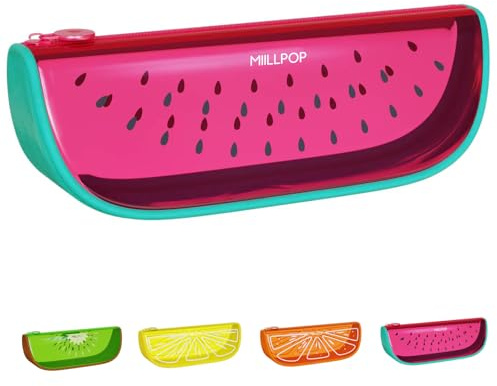 MIILLPOP Estuche Transparente, Estuche para Lápices Portátil de PVC, Cierre de Cremallera, Kawaii Neceser, Multifuncional Organizador para Papelería Cosméticos, Viajes y Material de Oficina