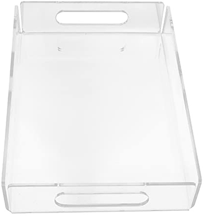 Nurnesy Akrylfrukt och Handduk Serveringsbricka - Lätt Frukost/Ostbricka med Handtag för KTV & Hotell