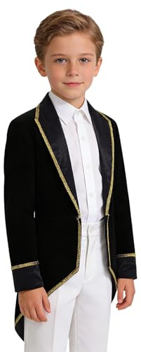 Loodgao Kids Boys Girls Medieval Prince Costume Tailcoat Steampunk Gothic Tuxedo Jacket Coat Halloween Fancy Dress up Black 8