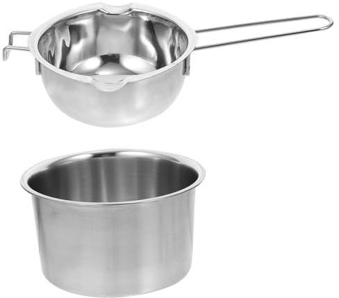 DIYEAH Pentola a Bagnomaria in Acciaio Resistente 600Ml per Sciogliere Cioccolato Burro e Dolci Set Caldaia Esterna 16Cm per Cucina Domestica e Pasticceria