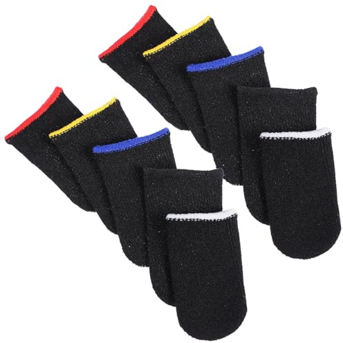MOLUCKFU 10 Fundas de Nylon Transpirables para Dedos de Juego Pantalla Táctil, Elásticas y Resistentes Fatiga, Ideales para Adultos en Sesiones de Gaming Color Aleatorio