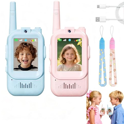 2PCS Video Walkie Talkies for Kids, Rechargeable Walkie Talkies with Camera & Voice Changer, Educational Toys for Children, Ideal for Indoor Outdoor Play, Birthday Gifts for Boys & Girls