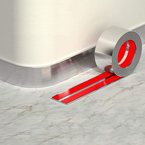 5 m självhäftande gjutningskant i rostfritt stål – metallaliserad vägg- och taktejp för spegelramar heminredning 10 cm bred borstad silverfinish