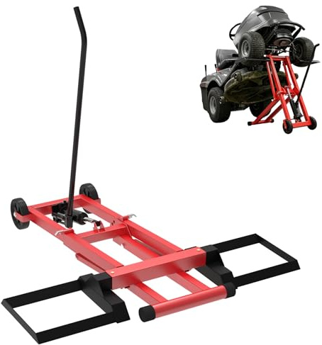 Froadp Gräsklippare upp till 227 kg, gräsklippare med 3-stegs lyfthöjd, justerbar stöd, stålgräslyft med hjul, underhållslyft för grästraktor, gräsklippare och motorcykellyftare