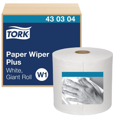 Tork 430304 Paper Wiper Plus, Giant Roll, 1-Ply, 11.1 Width x 800' Length, 12.25 Roll Diameter, White (Case of 1 Roll)
