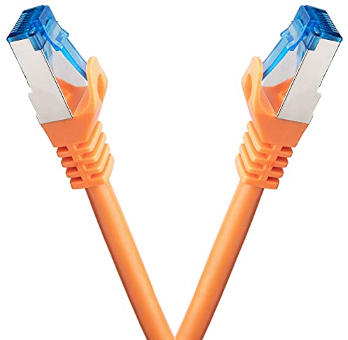 BIGtec - 2 Stück - 2m CAT.7 Gigabit Patchkabel Netzwerkkabel orange Kupferkabel Patch Ethernt LAN DSL Kabel CAT7 (RJ45, Cat 7, S/FTP PIMF) 2,00m