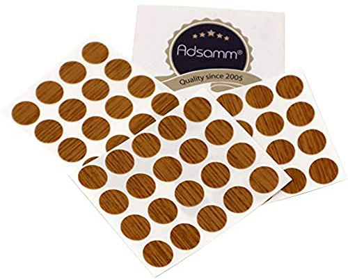 Adsamm® / 60 x Abdeckkappen / Eiche / Ø 13 mm / rund / 0,45 mm dünne selbstklebende Möbelpflaster
