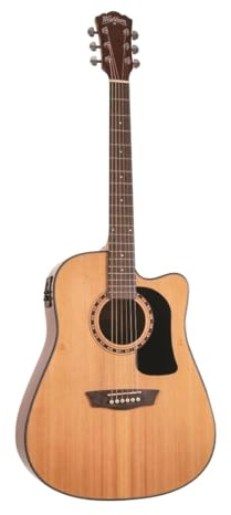 Washburn Apprentice Pack D5CE - Chitarra folk electro acustica Washburn Apprentice Pack D5CE nera - Include gigbag, cinghia e plettri