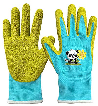 Qear Safety - Guanti da giardinaggio per bambini da 3 a 6 anni, palmo in gomma per resistenza all'acqua e allo sporco, blu